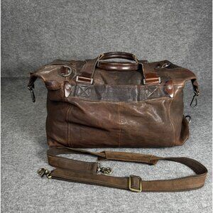 Andrew Marc Leather Duffel Bag Large Brown Weekender Travel